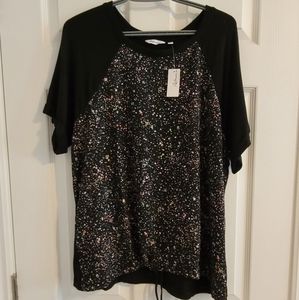 Raglan mixed media top